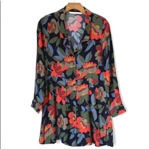 Zara Trafaluc 70s Style Button Down Floral Dress